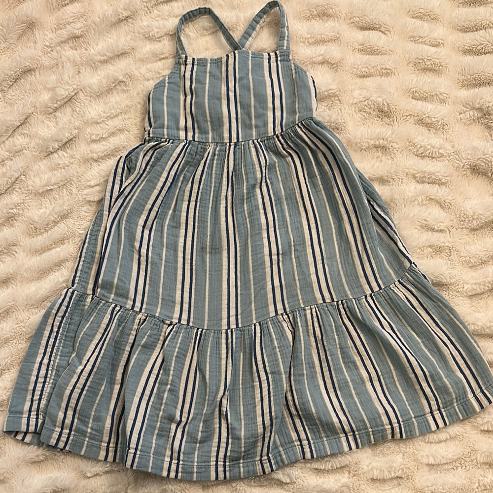 Hanna Andersson Striped Blue and White Kids Dress